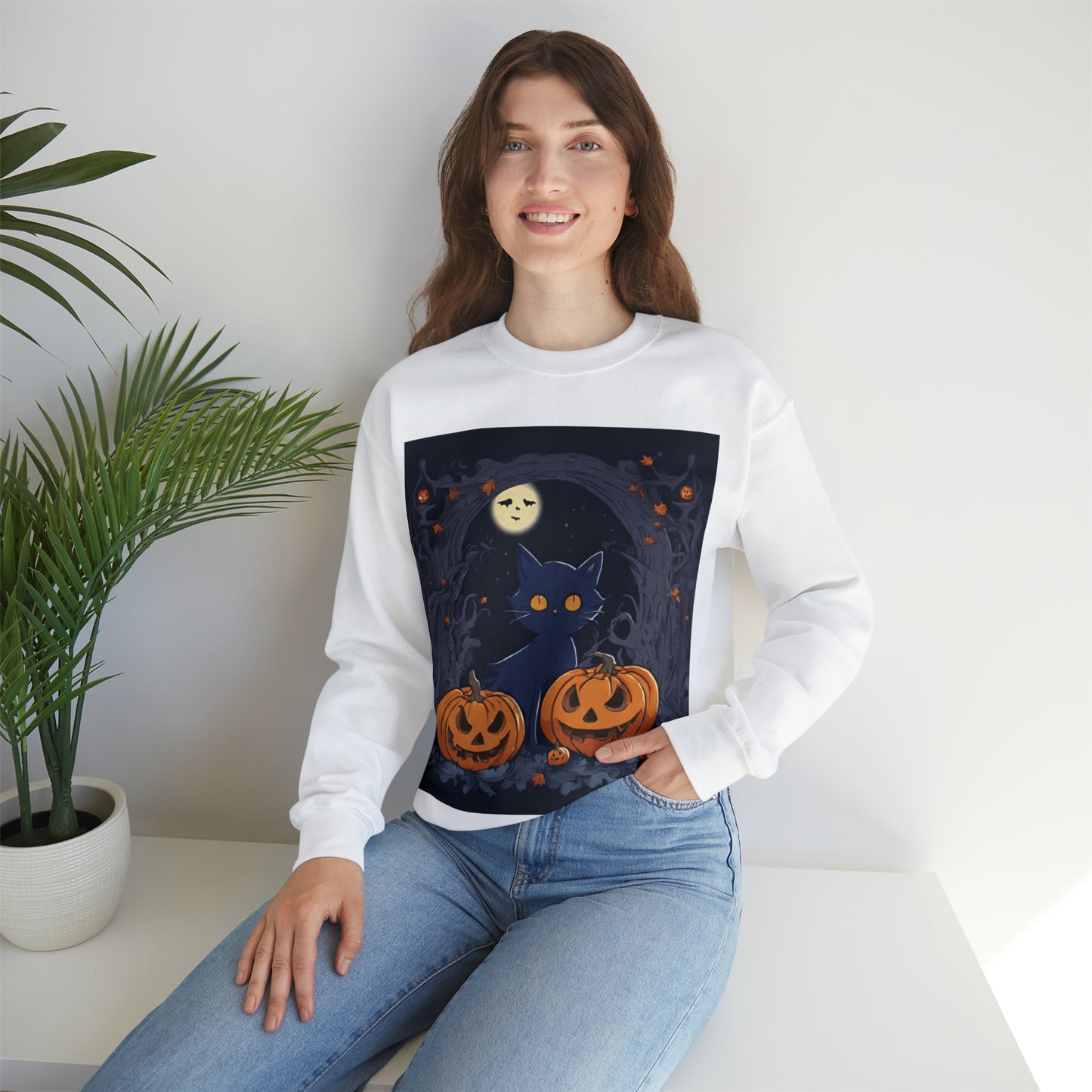 Spooky Kitty- Unisex Heavy Blend™ Crewneck Sweatshirt