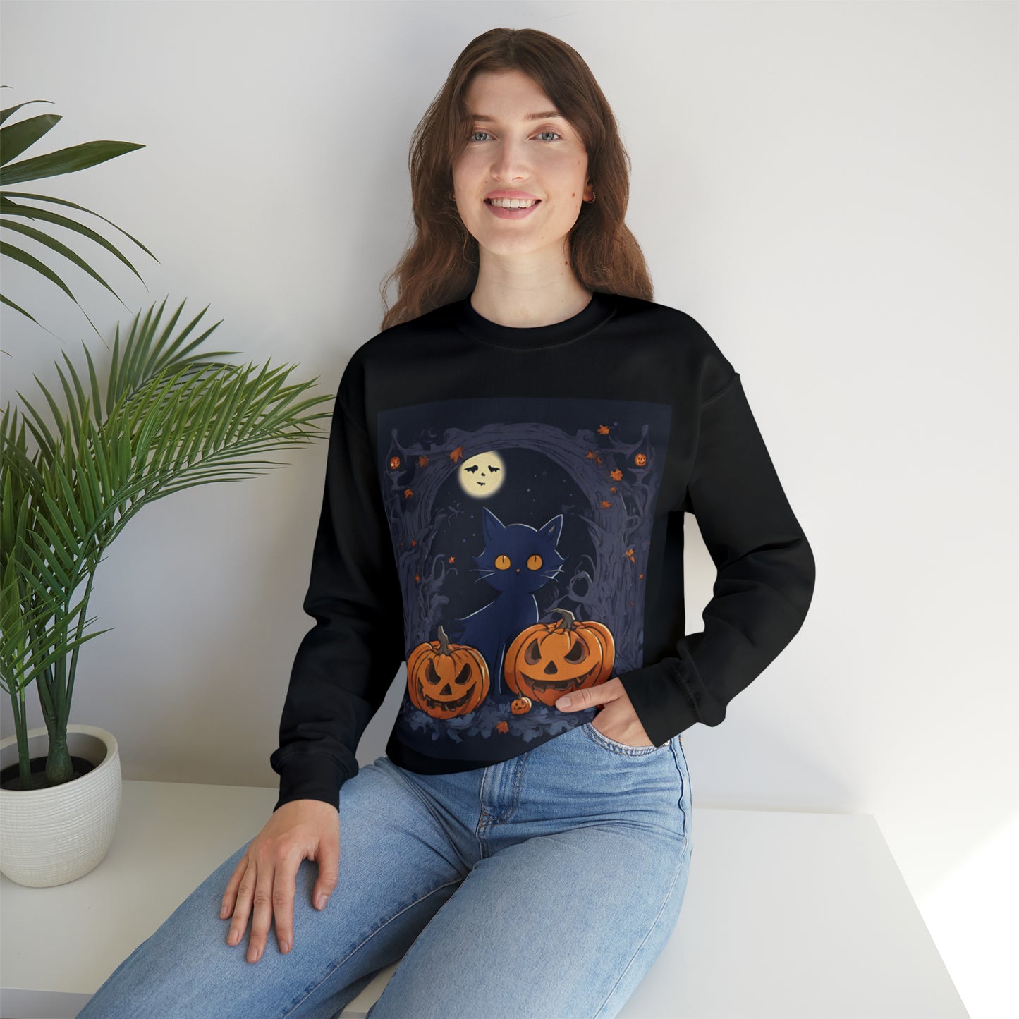 Spooky Kitty- Unisex Heavy Blend™ Crewneck Sweatshirt