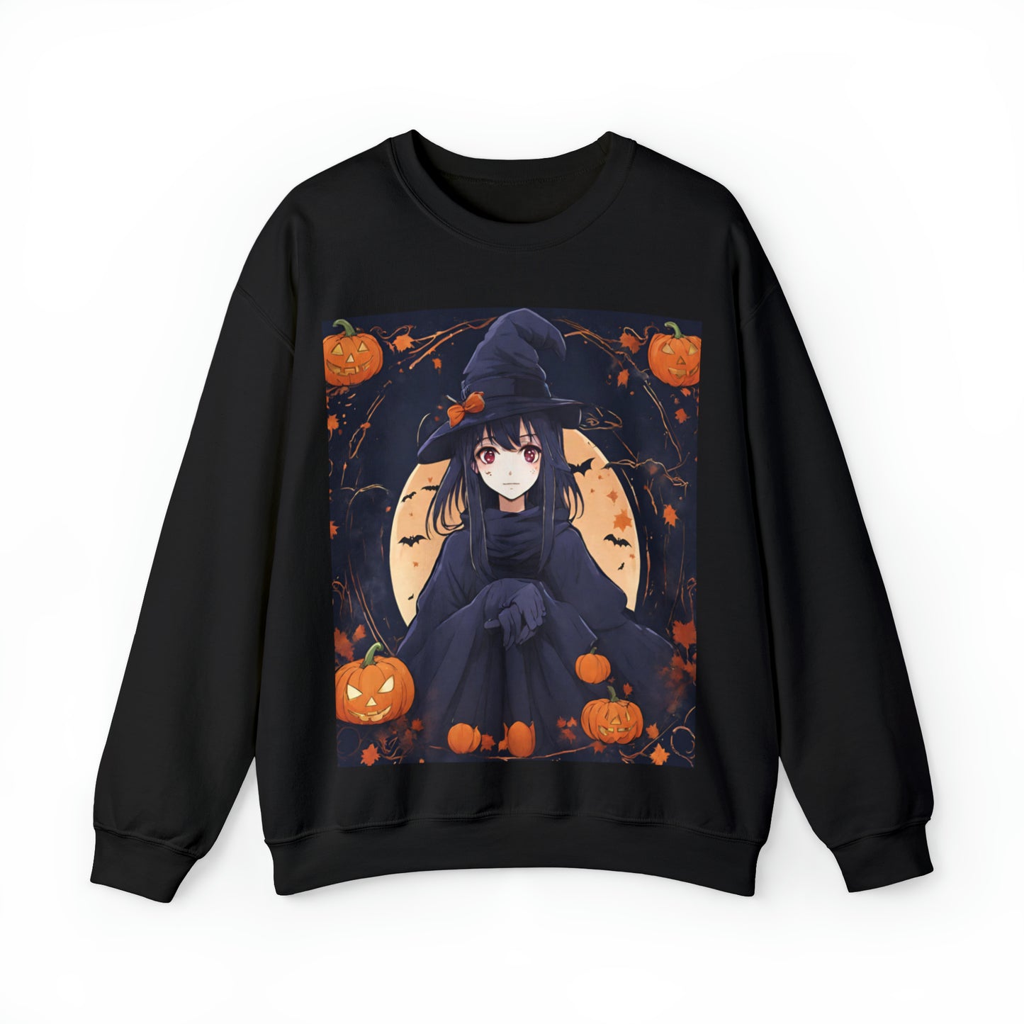 Spooky Anime Witch- Unisex Heavy Blend™ Crewneck Sweatshirt