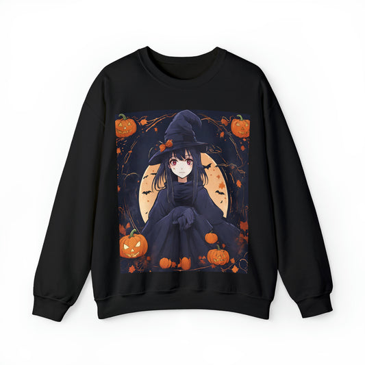 Spooky Anime Witch- Unisex Heavy Blend™ Crewneck Sweatshirt