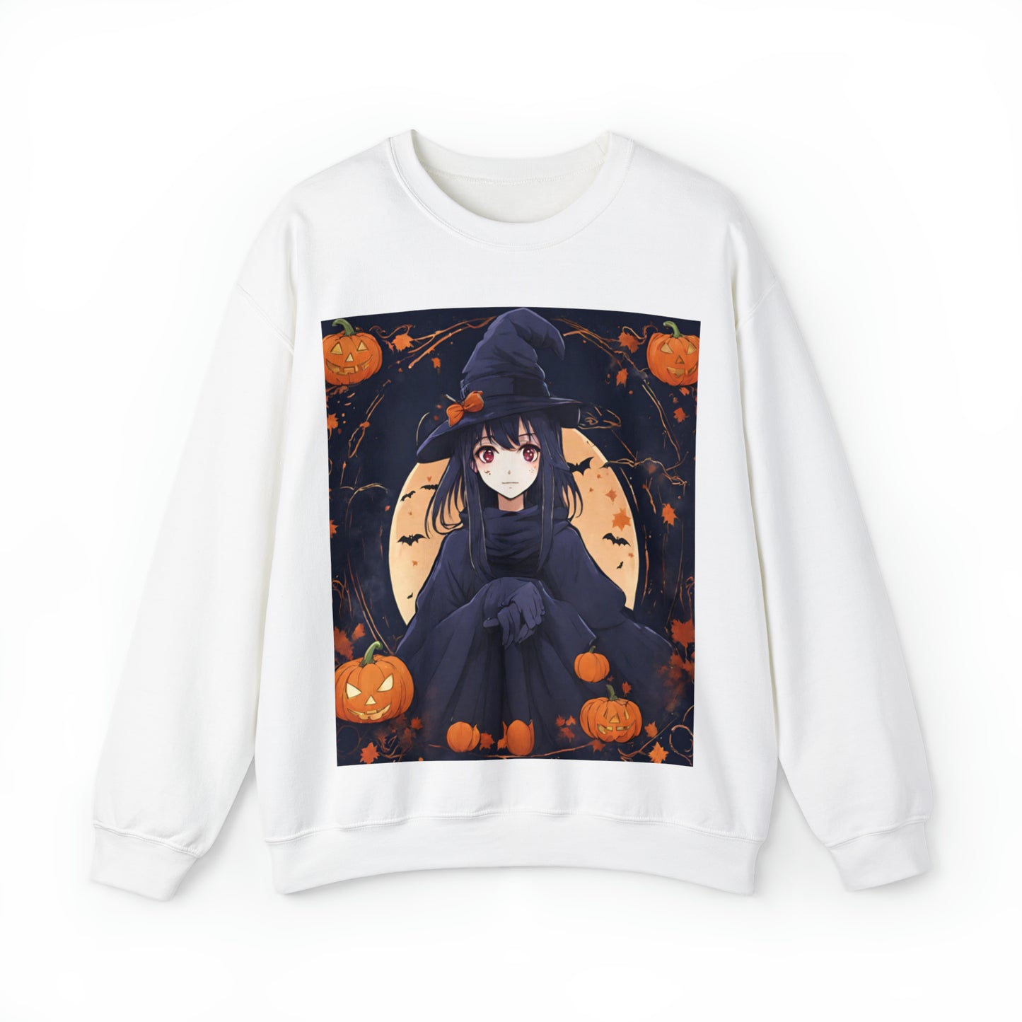 Spooky Anime Witch- Unisex Heavy Blend™ Crewneck Sweatshirt